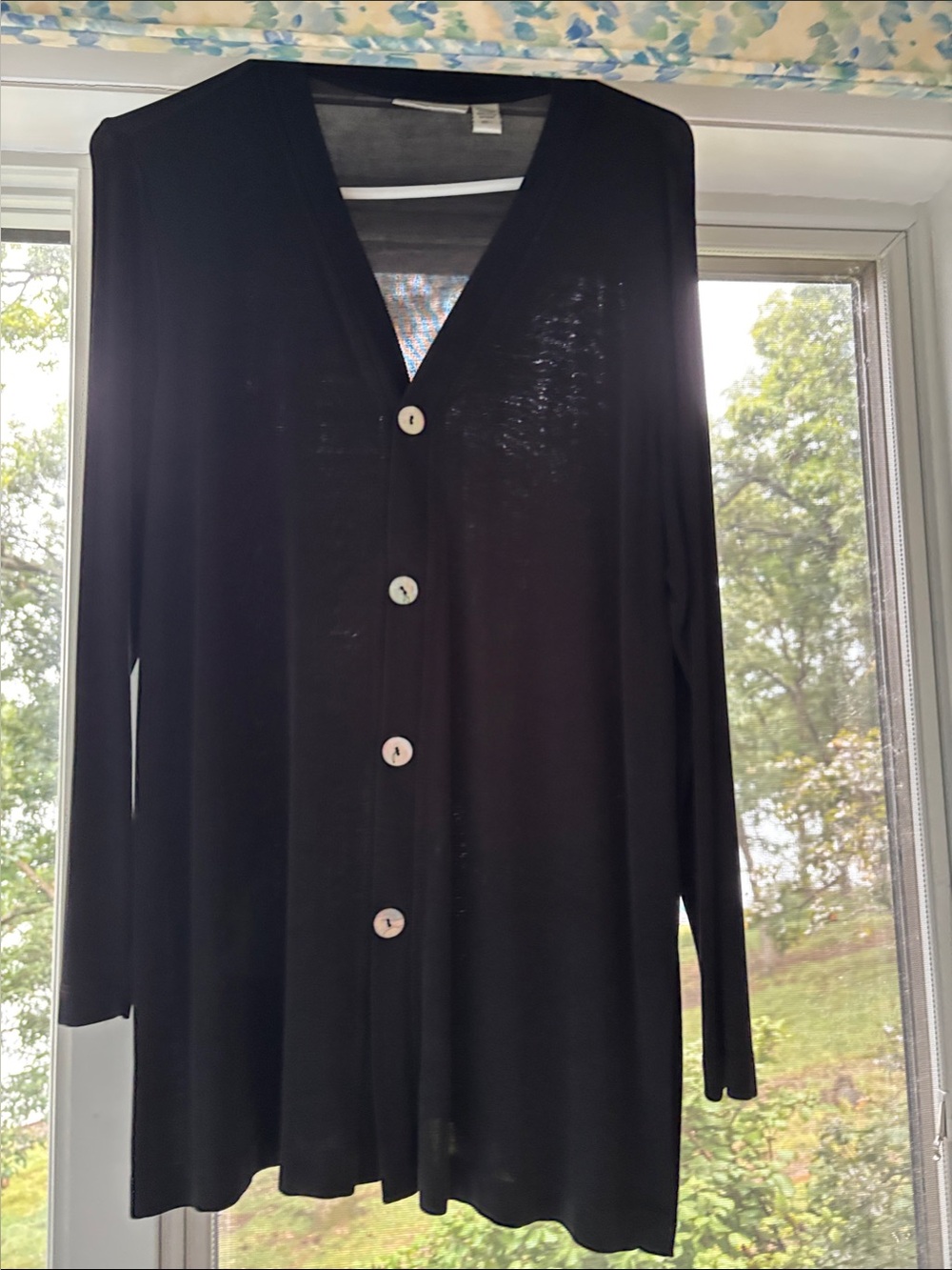 Chicos Traveler Black Button-Front Women's Cardigan Sweater